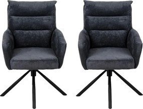 AVENBERG TESSA Forgó étkezőszék szett - 2 db, sötétszürke