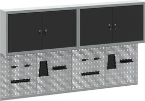 vidaXL Szerszámos szekrény készlet zárral 6 pcs Fekete Porszórt acél