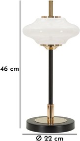 Fehér-fekete asztali lámpa üveg búrával (magasság 46 cm) Vintage – Mauro Ferretti