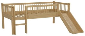 Natúr színű bükkfa galéria gyerekágy csúszdával, ágyráccsal 90x200 cm Forrest – Vipack
