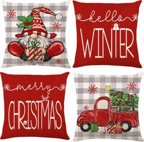 Karácsonyi Párnahuzat Szett 4 Db-os Karácsonyi Dekoráció 45X45