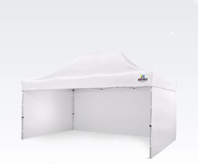 Kerti sátor 3x4,5m Acél | Gyorsan felállítható Pavilon Eseményekhez és Partikhoz - plusz 3 oldalfal - Fehér