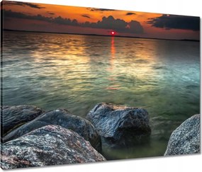Vászonkép 80x60 Sziklák Tenger Nap