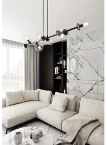 Csillár zsinóron ROSSI 8xE14/10W/230V fekete/átlátszó