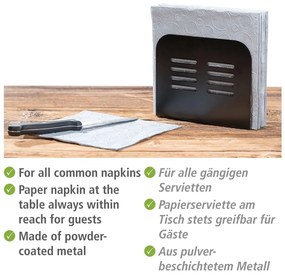 Fém evőeszköz és szalvéta tartó szett 2 db-os Black Outdoor Kitchen Baco – Wenko