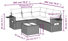 6 részes szürke polyrattan kerti ülőgarnitúra párnákkal