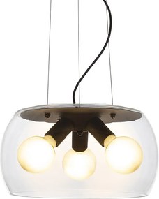 RENDL AMANDA závěsná matná černá čiré sklo 230V LED E27 3x15W