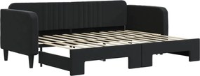 vidaXL fekete kihúzható bársony heverő 80 x 200 cm