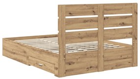 vidaXL Ágykeret fiókkal fejtámlával Artisan tölgy 140 x 190 cm Faanyag