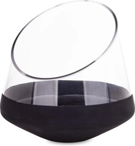 Virágváza Üveg Dekoráció Elegáns Szoba Fekete 19,5 CM