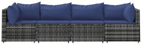 4 részes szürke polyrattan kerti ülőgarnitúra párnákkal
