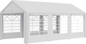 Outsunny Pavilon Partysátor 3x6m Kerti Rendezvénysátor 4 Oldalfallal Ablakokkal Poliészter+Fém Fehér | Aosom