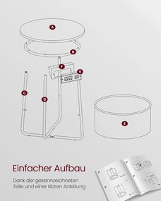 Kerek dohányzóasztal usb töltő porttal, kis asztal aljzattal, szürke-palaszürke