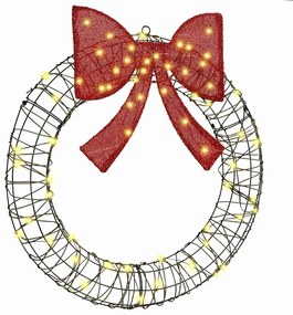 Koszorú 60 LED-del Meleg fehér 75 cm Rattan