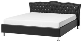 Franciaágy 140 cm MATH (ágyráccsal) (fekete). 1007351