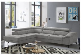 Bővíthető sarokkanapé tárolóval L alakú BRESCIA balos szürke