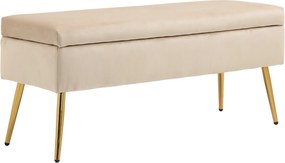 HOMCOM Tároló Puff 2 az 1-ben Velúr Puff, 30,5L Tartállyal, Fedele Szerkezettel és Fémlábakkal, Előszobába, Nappaliba, Hálószobába - 102 x 35 x 43 cm,