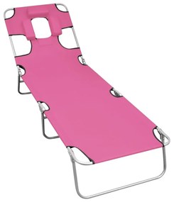 magenta színű acél összecsukható napozóágy fejpárnával
