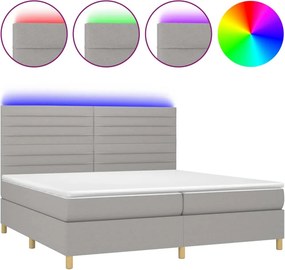 vidaXL világosszürke szövet rugós és LED-es ágy matraccal 200x200 cm