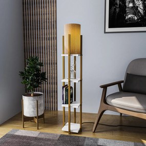 Shelf Lamp - 8120 Enteriőr dizájn Állólámpa Arany fehér 25x20x130 cm