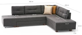 Sötétszürke kinyitható sarokkanapé (jobb oldali) Manama – Balcab Home