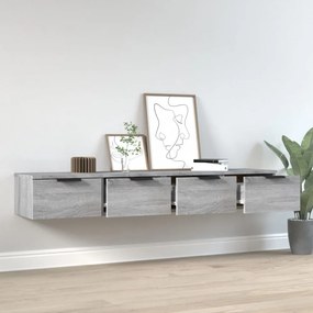 2 db szürke sonoma szerelt fa fali szekrény 68 x 30 x 20 cm
