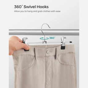 Fém nadrágfogasok 31 cm-es csúszásgátló ruhaakasztók, 20 darabos csomag