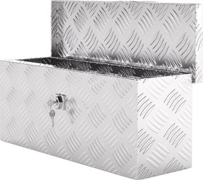 HOMCOM Tárolódoboz - Alumínium Szerszámtáska - Kulcsos Záras Szerszámkészlet 50L x 15.5W x 20.5H cm - Ezüst | Aosom