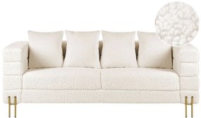 Háromszemélyes fehér buklé kanapé GRANNA Beliani