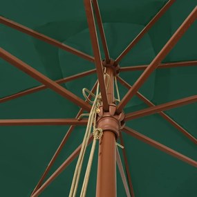 zöld kerti napernyő fa rúddal 300x300x273 cm