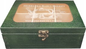 Teafőző Doboz Ajándék Nagymama És Nagypapa Napjára üveg Gravírozás Zöld