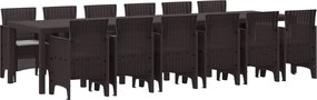 vidaXL Kert étkező szett 13 pcs Barna Polt rattan