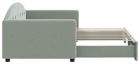 vidaXL világosszürke kihúzható bársonyheverő 90 x 190 cm