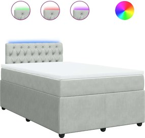 vidaXL világosszürke bársony rugós ágy matraccal 120 x 200 cm