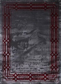 Szőnyeg 200x290 Szürke Bordó Fényes Kivágott 2x3