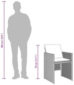 7 részes világosszürke polyrattan kerti étkezőszett párnával
