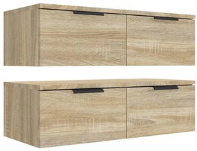 2 db sonoma tölgyszínű szerelt fa fali szekrény 68x30x20 cm
