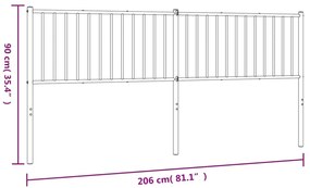 fekete fém fejtámla 200 cm