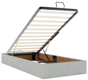 Ottomán ágykeret matracokkal világosszürke 80x200cm bársony