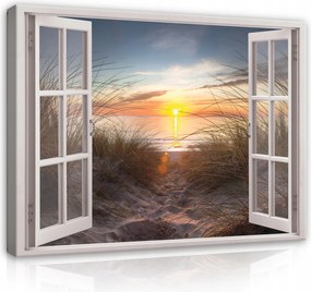 Vászonkép Ablak 3D Tenger Tengerpart Természet 120x80