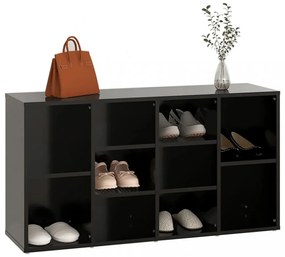 fekete szerelt fa cipőtároló pad 103 x 30 x 54,5 cm
