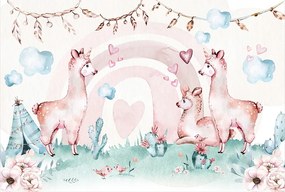 Vidám lámák a réten szivárvánnyal 368x248