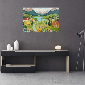 Kép - Falu a hegyekben (90x60 cm)