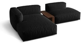 Fekete moduláris sarokkanapé (bal oldali) Martina – Micadoni Home