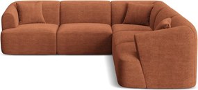 Terrakotta színű kordbársony sarokkanapé Campi – Cosmopolitan Design