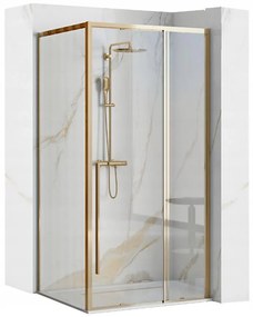 Rea - SOLAR GOLD ELEGANT négyzet alakú zuhanykabin 90 x 90 cm, átlátszó üveg / arany profil, REA-K4900