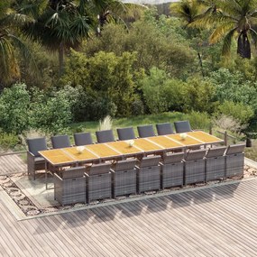 vidaXL 17 részes szürke polyrattan kerti étkezőgarnitúra párnával