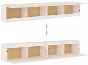 2 darab fehér tömör fenyőfa faliszekrény 100 x 30 x 35 cm