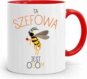 Piros Bögre A Főnöknek Ez A Főnöknő Egy Darázs, fényképes nyomattal
