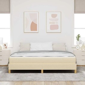 Boxrugós ágy Krém és barna 180 x 200 cm Textil és mérnöki fa